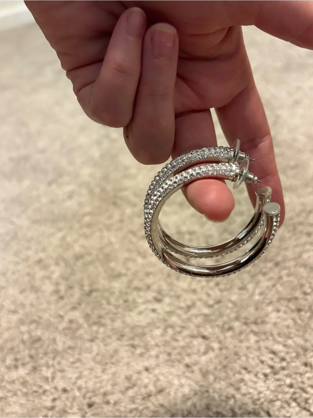 NEW kate spade Silver Pave Crystal Hoop Earrings